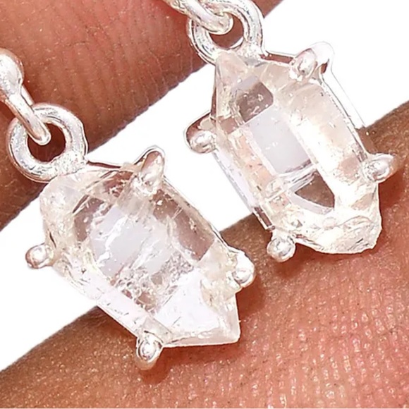 Herkimer diamond sterling silver earrings - Picture 2 of 2